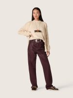 Women's jeans in burgundy denim with gradient crystals - Image 3