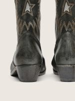 Men's low Wish Star boots in black leather with silver star - Image 6