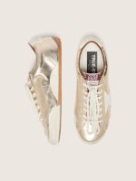 Women's True-Star in metallic platinum leather with light gray suede star - Image 3