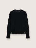 Women's round-neck sweater in black wool - Image 2