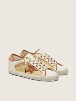 Women's Super-Star in white leather and raffia with brick-red star and inserts - Image 2