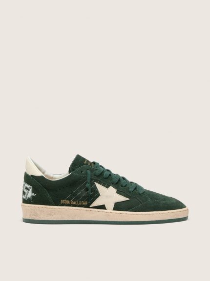 Women's Ball Star in green suede with white leather star and heel tab