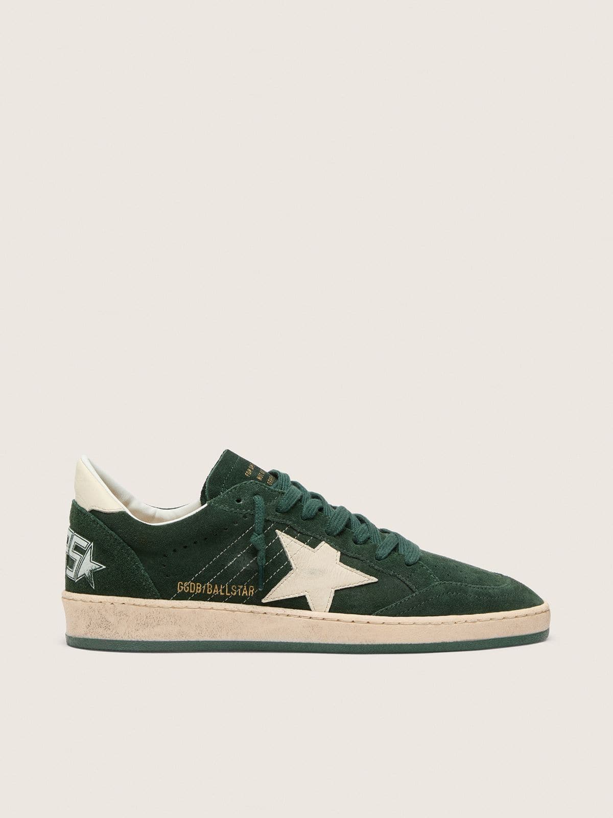 6eff31a1d8859728f93760cf1d37efd8a0b3f26a10dbd2542865d4ebdda57f76 Women's Ball Star in green suede with white leather star and heel tab - Image 1