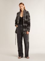 Women's black cardigan with belt and crystals - Image 3