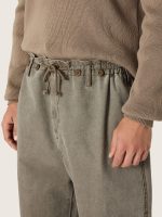 Unisex pants in gray denim with drawstring and star - Image 4