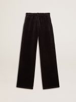 Women's joggers in velvet-effect cotton blend