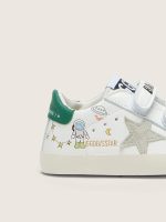 Baby Old School in white leather with gray suede star and colorful print - Image 4
