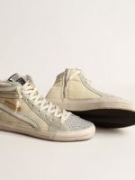 Slide in ivory nylon with white leather star and Swaroski tongue - Image 3