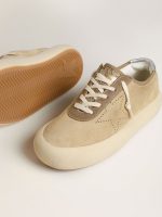 Women's Space-Star in beige suede with perforated star and metallic silver heel tab - Image 3