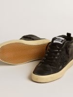 Women's Mid Star in black nappa with black glitter star and suede flash - Image 3