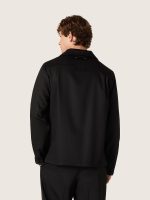 Men's shirt in black wool twill with black satin details - Image 6