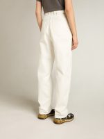 Women's optical white-colored cotton denim pants - Image 4