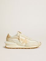Women's Marathon in beige nylon and gray leather with beige printed star