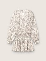 Women's cotton mini-dress with black and white floral print - Image 2