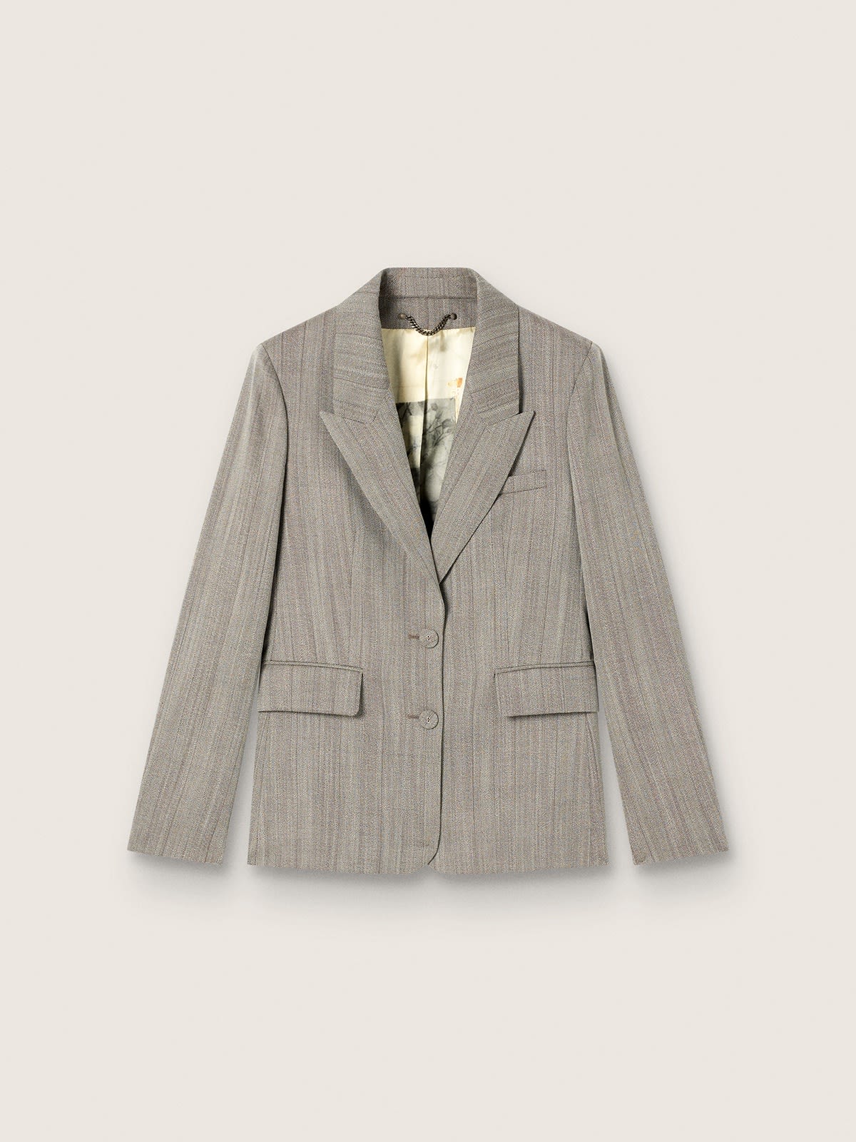 72621bc3238082c41b48e5d4e6c8fbfcf28c0858a0eb0a165d27c0783cfc169f Women's jacket in gray pinstripe wool blend - Image 1