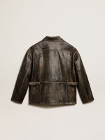Women's aged brown nappa leather jacket - Image 2
