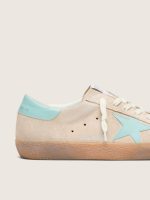 Men's Super-Star in beige suede with aqua-green star - Image 4