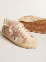 Woman's Super-Star in pale pink suede with suede star and platinum heel tab - Image 4
