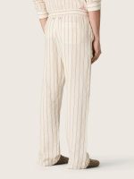 Unisex sweatpants in ecru and sand striped cotton and linen - Image 7