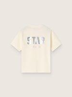 Kids' white cotton T-shirt with silver print - Image 2