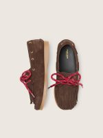 Young Cruise loafers in brown suede with tone-on-tone suede fringing and red laces - Image 3