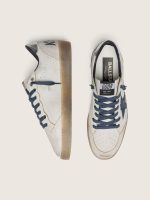 Men's Ball Star in white leather with dark blue leather star and silver laminated leather heel tab - Image 3