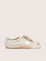 Women's True-Star in light gray suede with metallic silver star and heel tab