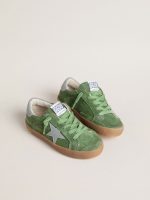 Junior Super-Star in green suede with baby blue star and heel tab - Image 2