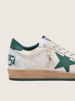 Men's Ball Star in white nappa leather with green leather star and heel tab - Image 4