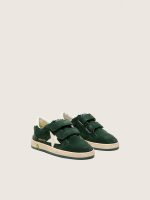 Junior Ball Star in forest-green suede with cream leather star and heel tab - Image 2