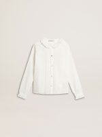 Girls' white broderie anglaise cotton shirt