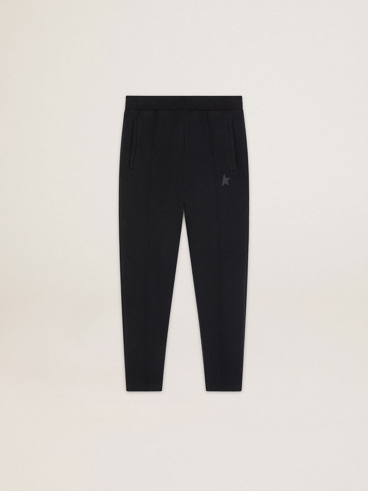 760fca359b1a8f380c320164d411aa722c685a0523ebc9981367e0426ea171c8 Men's black joggers with star on the front - Image 1