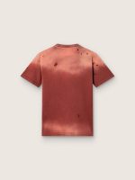 Women's T-shirt in rust-colored cotton jersey with floral print - Image 2