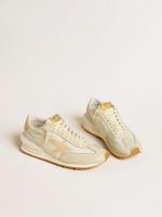 Men's Marathon in beige nylon and gray leather with beige printed star - Image 2