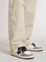 Junior Ball Star in white nappa with dark green suede inserts and black star - Image 3