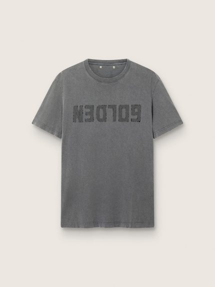 Men's anthracite gray T-shirt with distressed treatment