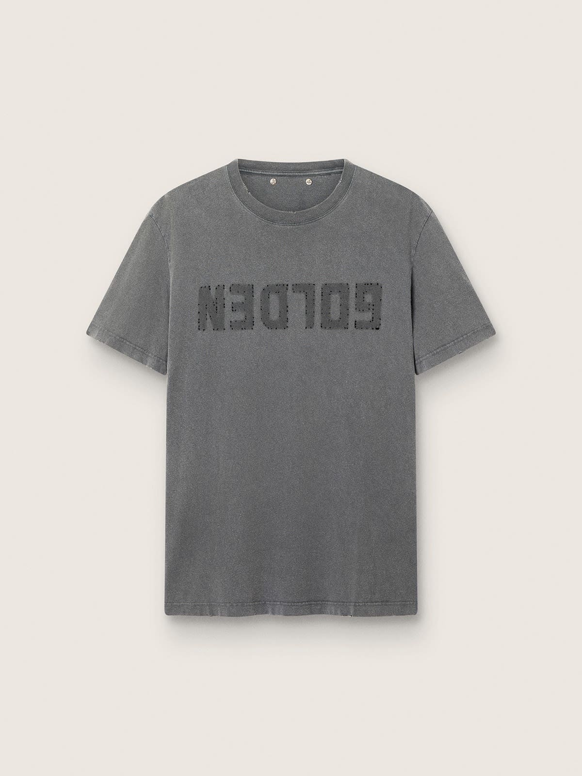 76e5cbc2a06a99d9f5ed20100e626a2357b6bd7379ed4cd7ffc2a7619da0e6db Men's anthracite gray T-shirt with distressed treatment - Image 1