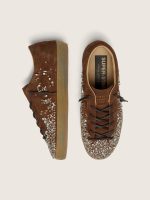 Women's Super-Star LTD in brown suede with tone-on-tone embroidered star and silver rhinestones - Image 4