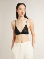 Women's black crochet top with crystals - Image 2