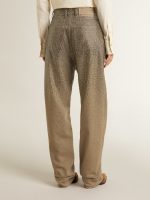 Women's khaki cotton pants with gradient Swarovski effect - Image 4