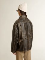 Women's aged brown nappa leather jacket - Image 4