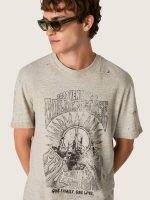 Men's T-shirt in gray melange jersey with vintage print - Image 4