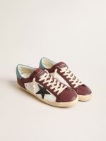 Men's Super-Star in crackle leather with brown star and teal heel tab - Image 2