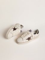 Women's Stardan in white leather with brown glitter star and heel tab - Image 2