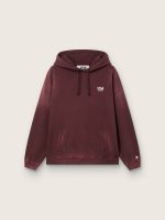 Unisex hooded sweatshirt in burgundy cotton with logo