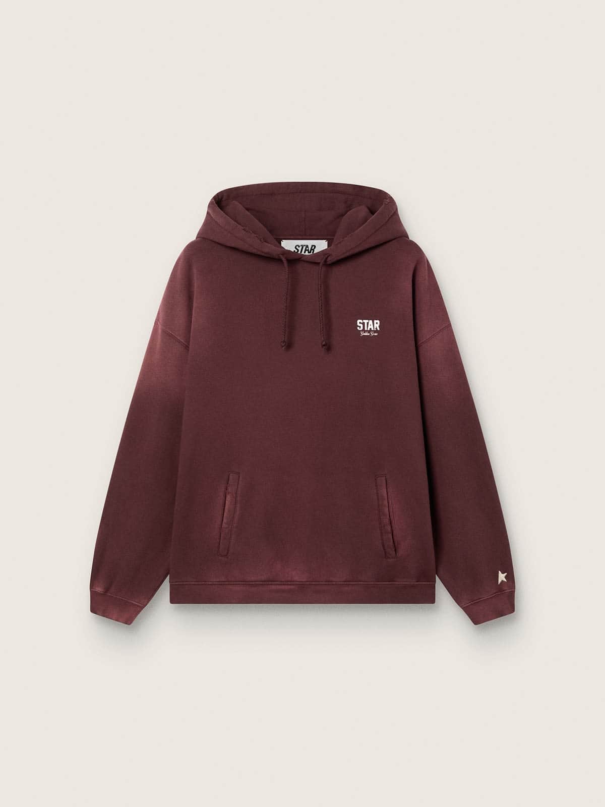 7780049740e01189da7eb2c334b2586797320deda7819d5b89a98c9482082039 Unisex hooded sweatshirt in burgundy cotton with logo - Image 1