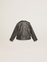 Boys' biker jacket in distressed leather - Image 2