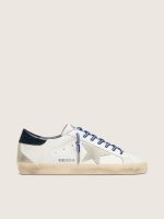 Men's Super-Star LTD in white leather with suede star and blue leather heel tab