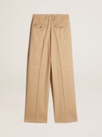 Women's wool gabardine pants in sand - Image 7
