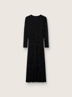 Women's long dress in black mesh with black sequins - Image 2